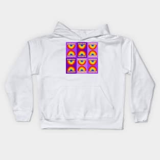 Rainbow Chanukiah Purples Grid Kids Hoodie